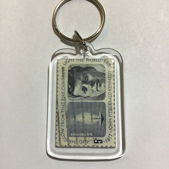 JFK Keychain - Recycled Postage Stamp - Picture 3 of 8